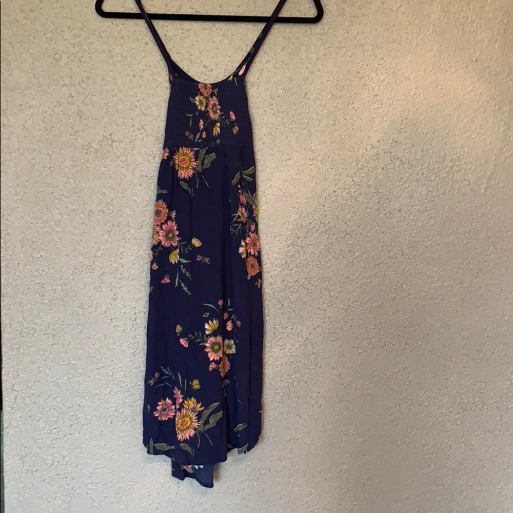 Navy and mauve floral dress